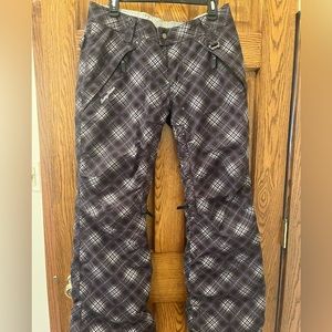 betty rides- purple plaid snow pants